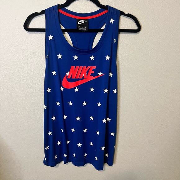 Nike Tops - Nike Red White and Blue Star Print Racerback Tank Top Size Large